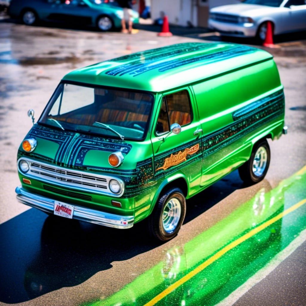 Futuristic Dodge A100 with Custom Lowrider Paint