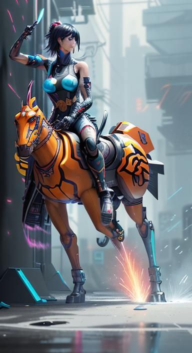 Nintendo Switch Girl in Cyberpunk Anime Style