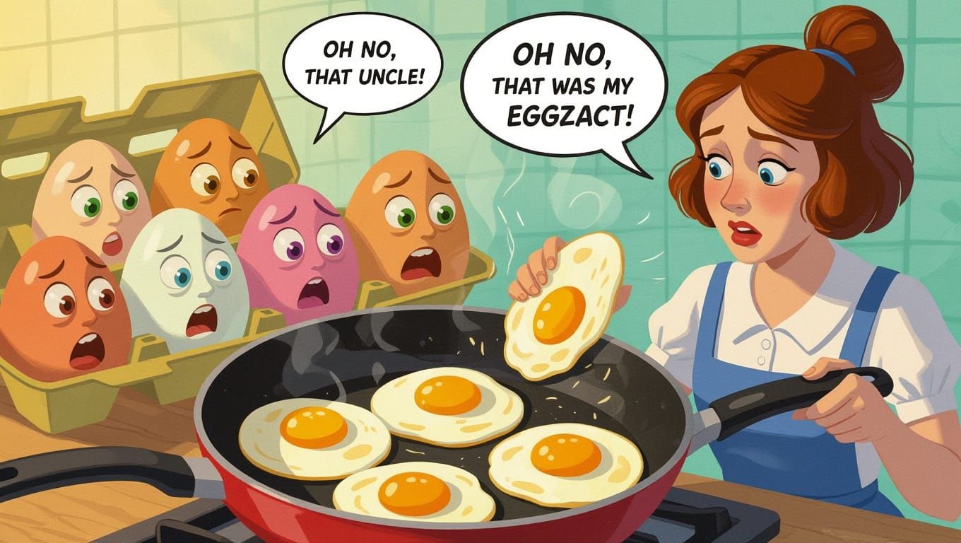 Eggs Witness Fried Egg Tragedy in a Dreamy, Whimsical Style