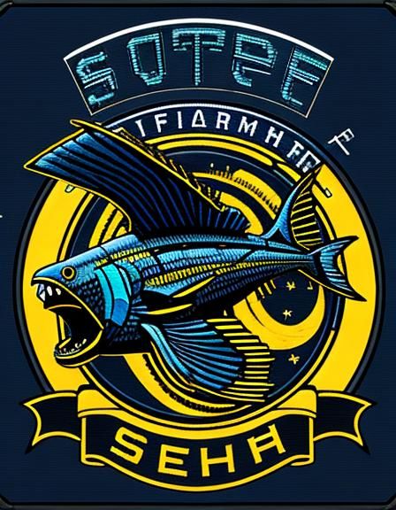 Sci-Fi Anglerfish Emblem in Maximalist Style