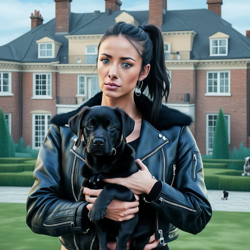 Teenage Girl with Puppy: Cinematic Digital Portrait