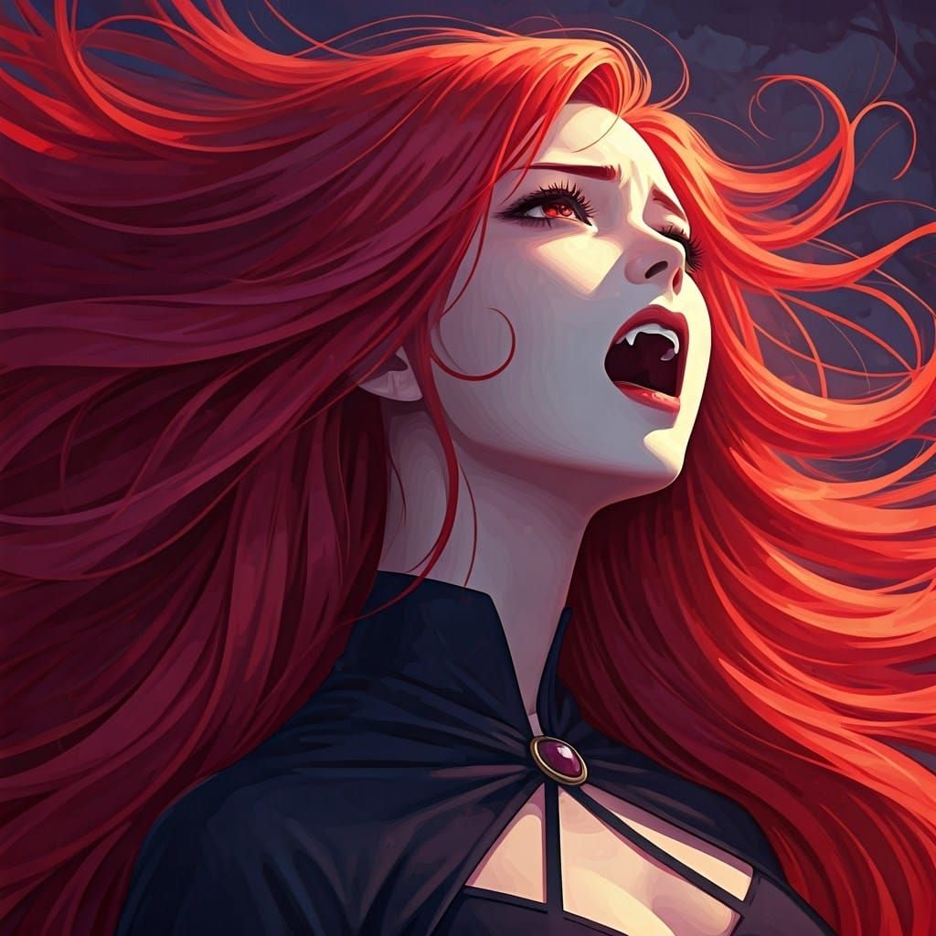 Chibi Vampire in Anime-Style Despair