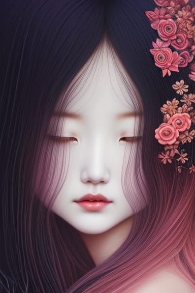 Fairytale Girl with Animals in Magic Realism Style