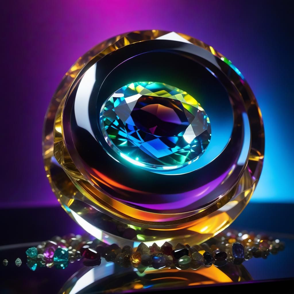 Mixed Media Image with Neon and Gemstones