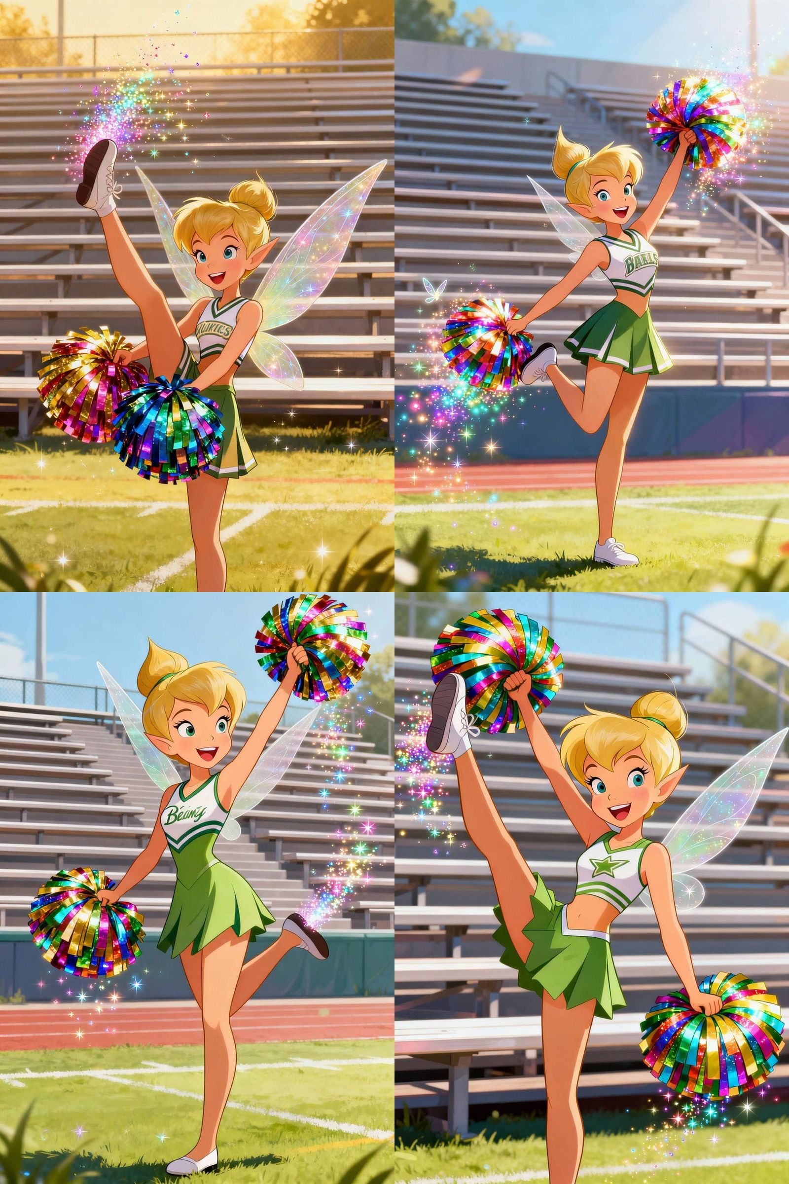 Tinkerbell Cheerleader Shakes Pom Poms with Sparkling Dust