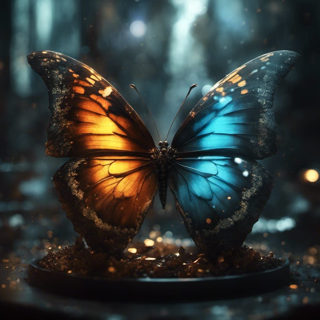 Butterfly in Sparkling Sphere: Photorealistic Digital Art