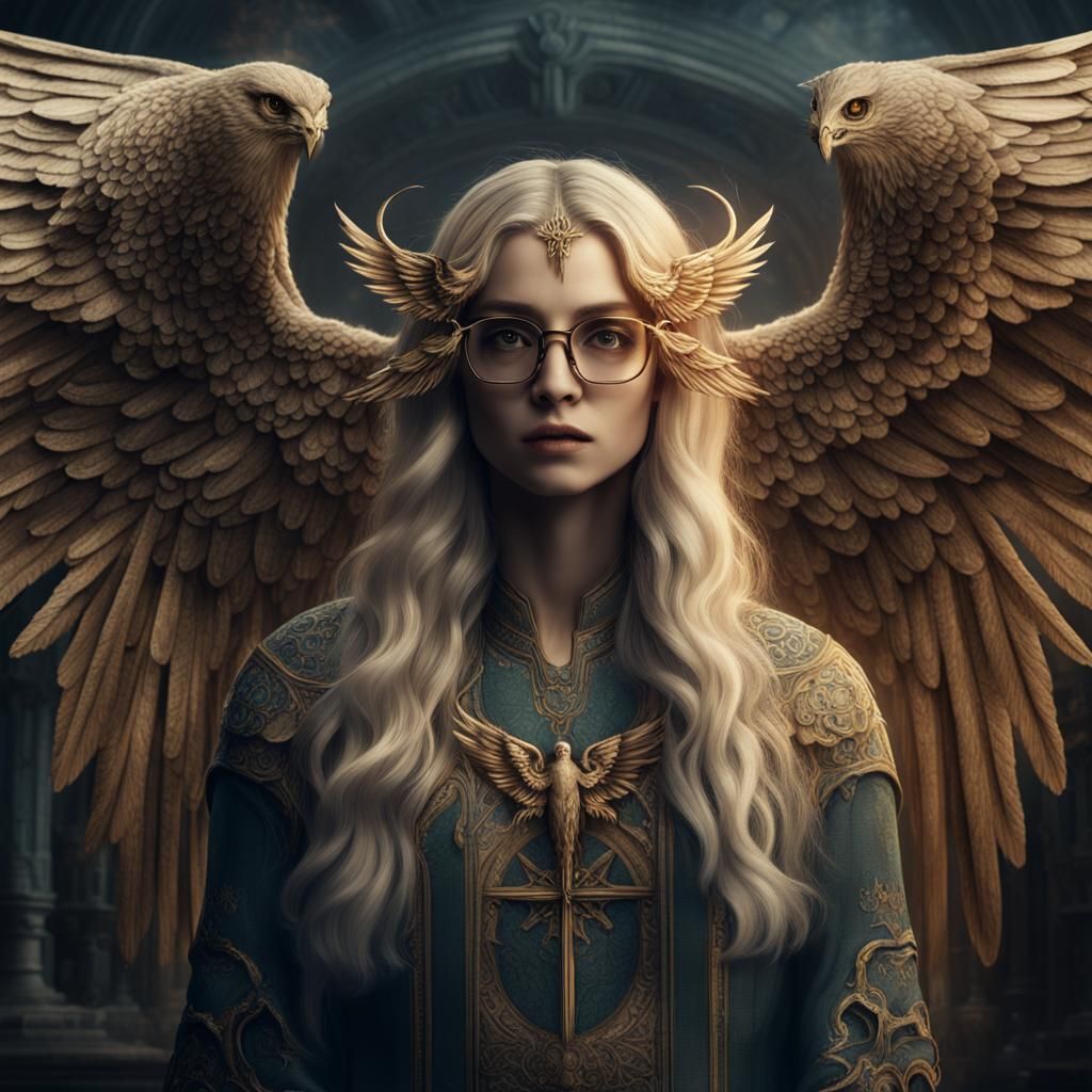 Goetia-Seraphim Hybrid with Six Wings in Digital Art