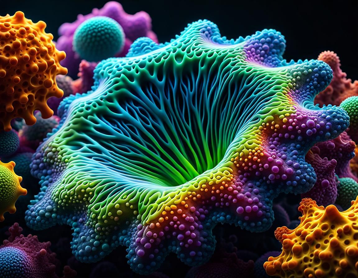 Hyper-Realistic Amoeba with Intricate Detail in Analog Style