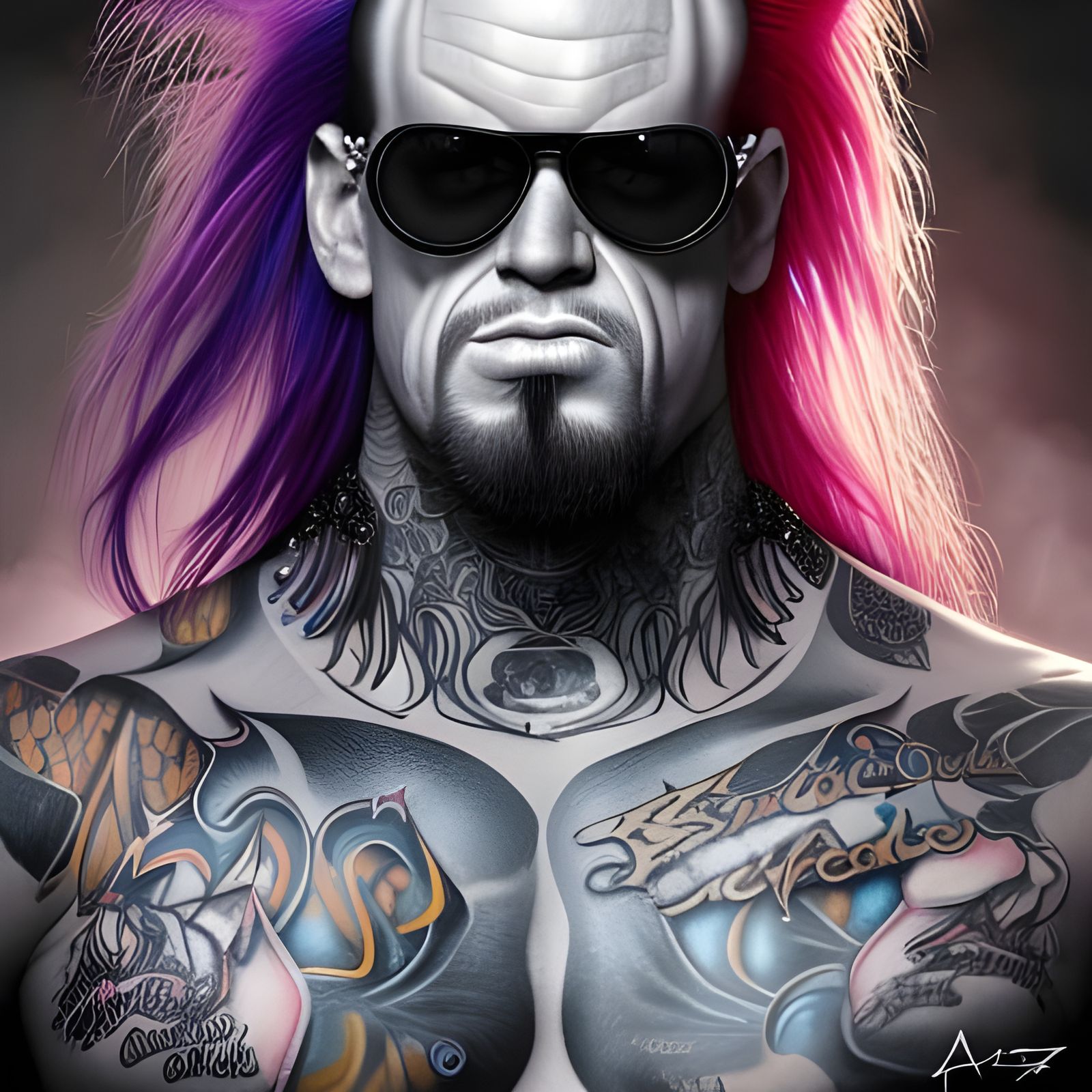 Hyperrealistic Punk Wrestler Portrait in 8k