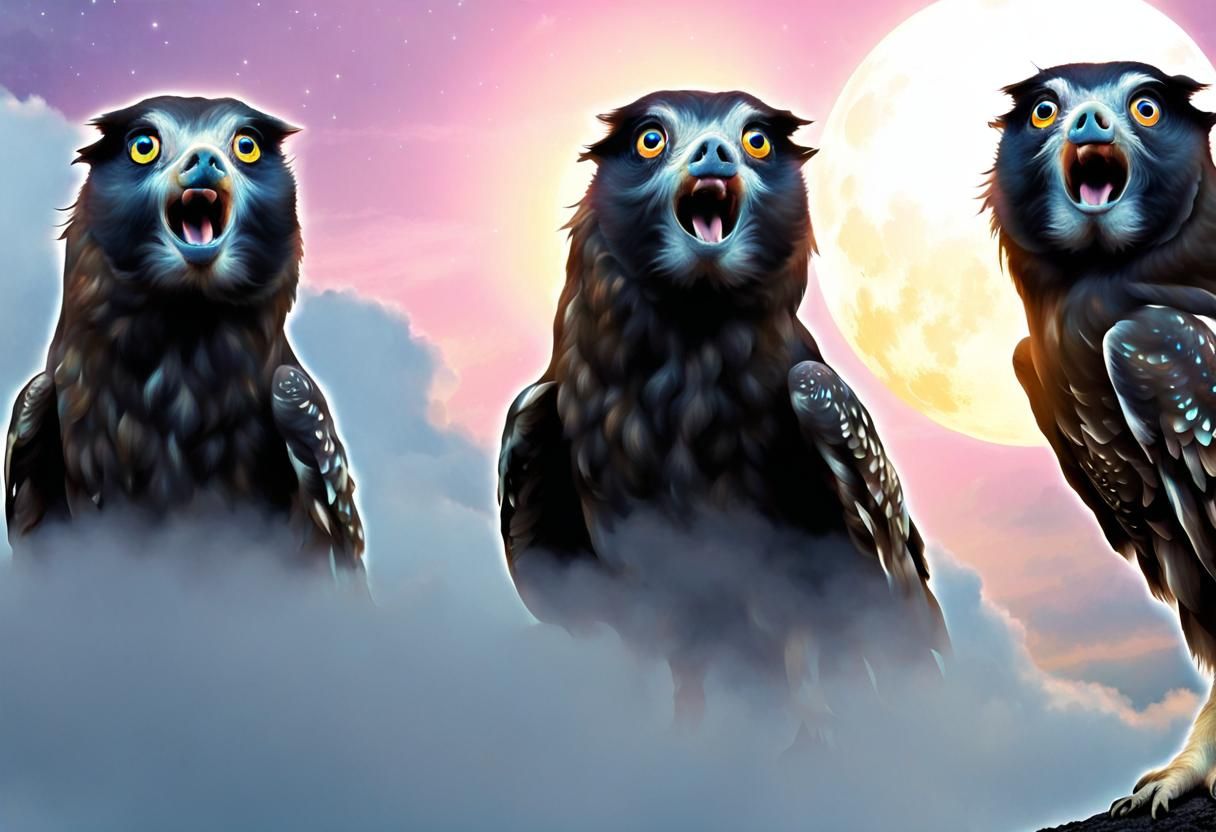 Surreal Sloth-Owl, Pig, and Time Travel Scientists