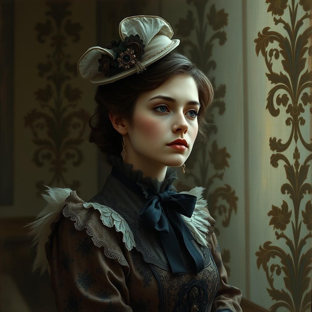 Victorian Woman in Dreamlike Surrealism