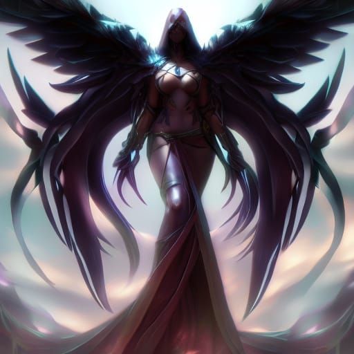 Dark Angel Portrait in Hyperrealistic Concept Art Style