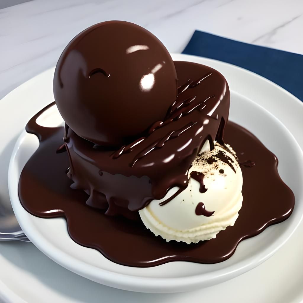 Ice cream with melty chocolate