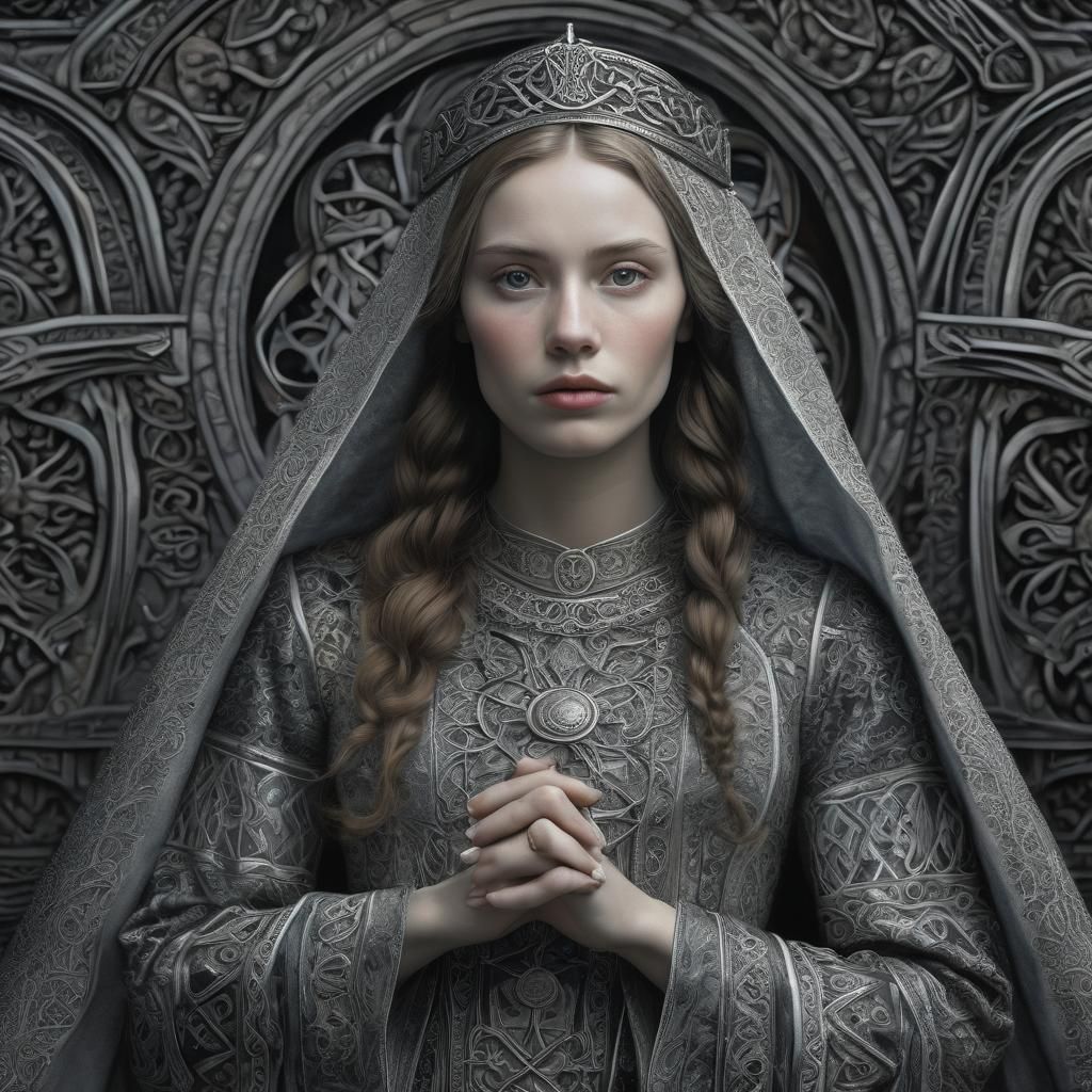 Celtic Lady Portrait in the Style of Old Masters