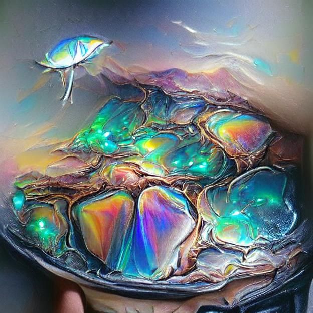 Iridescent Opal Gemstone with Swirling Colors