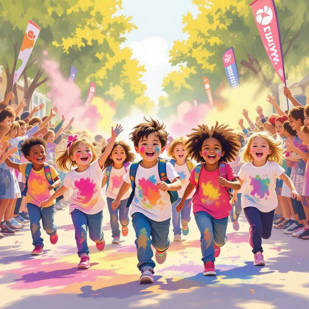 Joyful Kindergarten Color Run Celebration