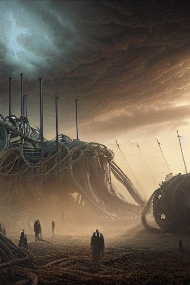 Facehugger in Dystopian Astral Landscape