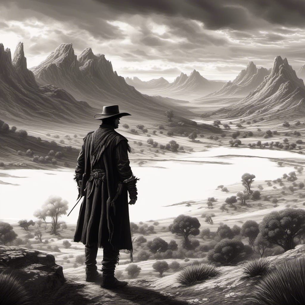 Lone Western Hero in Spectacular Scenery