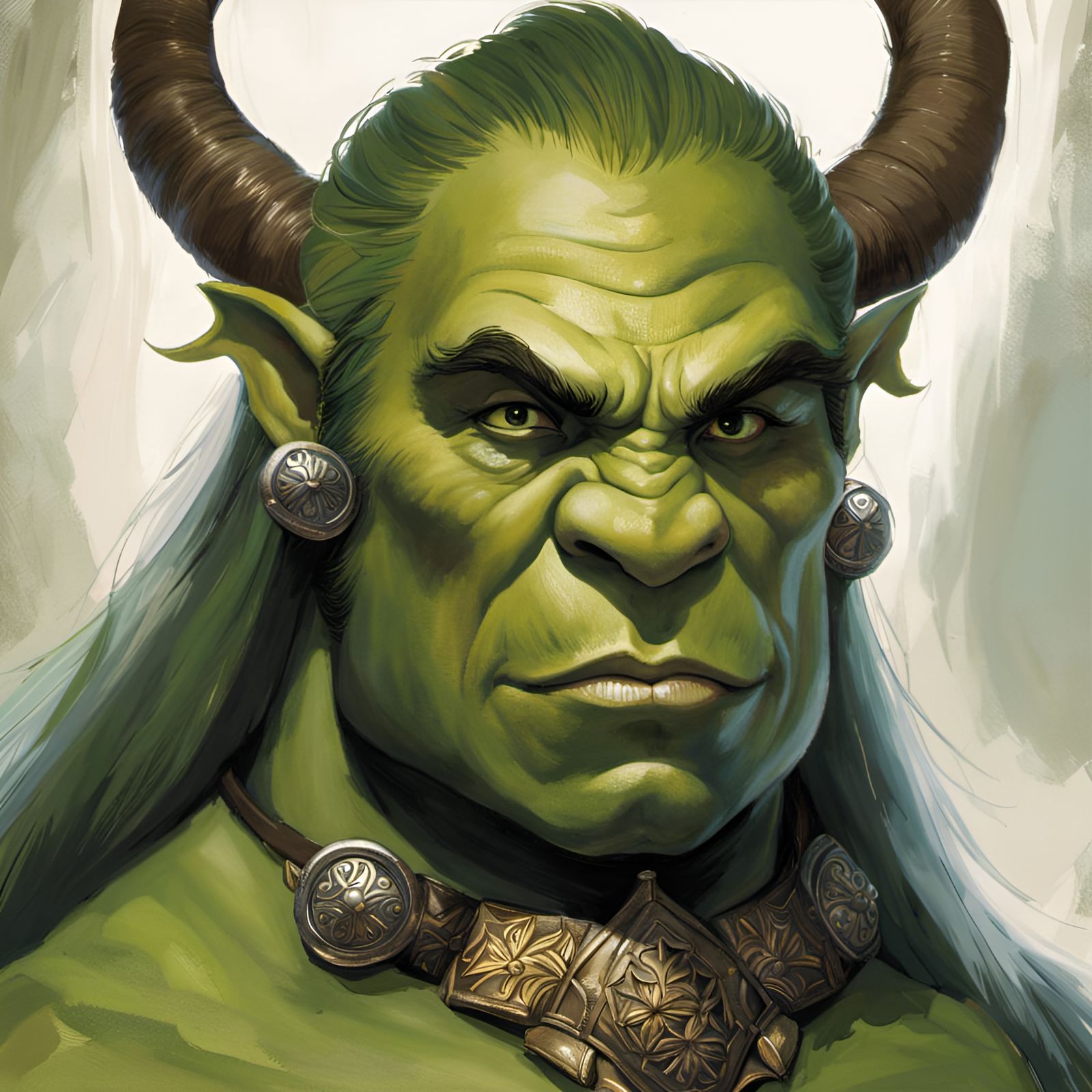 Orc Noblewoman in Watercolor, Studio Ghibli Style