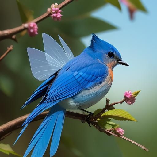 Ethereal Bluebird Fairy with Delicate Wings