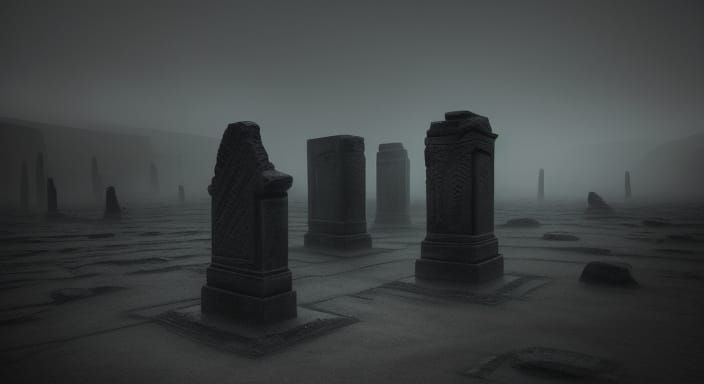 Ancient Stone in Desolate Wasteland