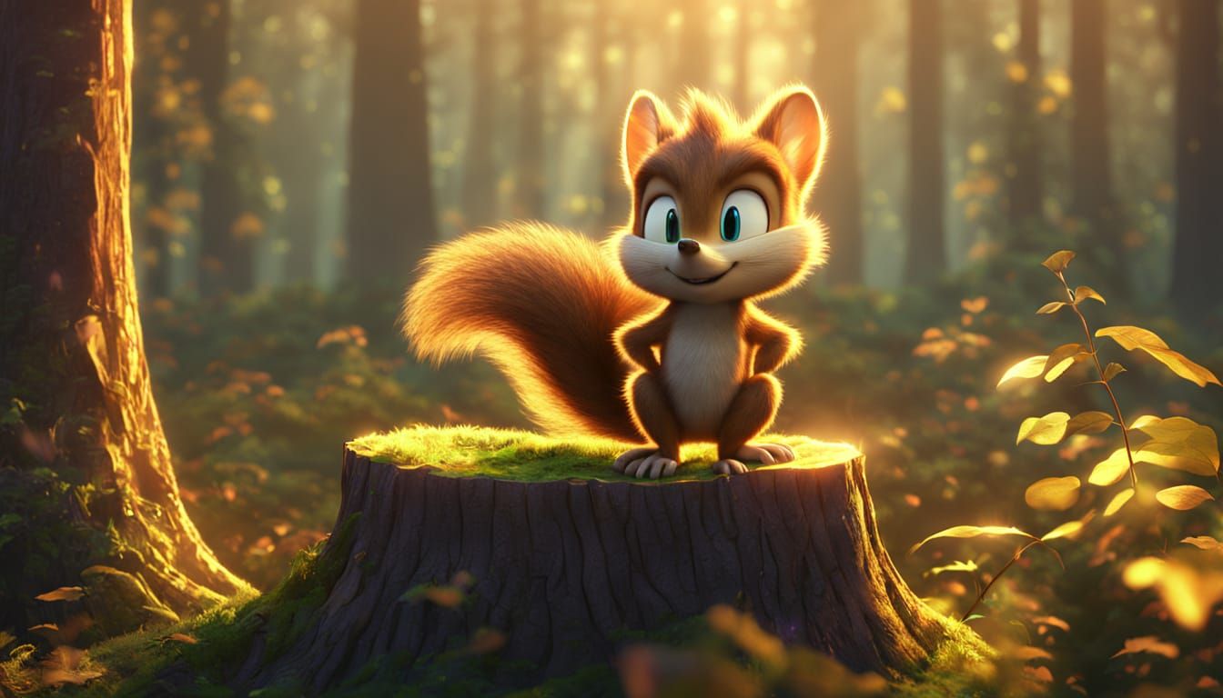 Mischievous Squirrel: Sonic in Vibrant Digital Art