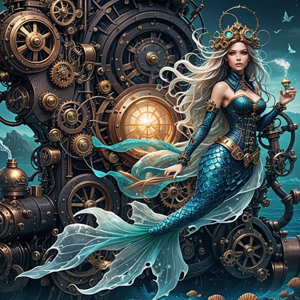 Steampunk Mermaid in the Depths