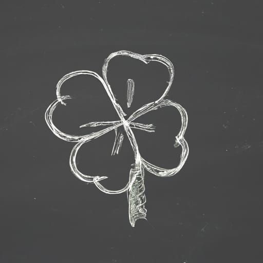 Lucky Four-Leaf Clover in Chalk Art Style