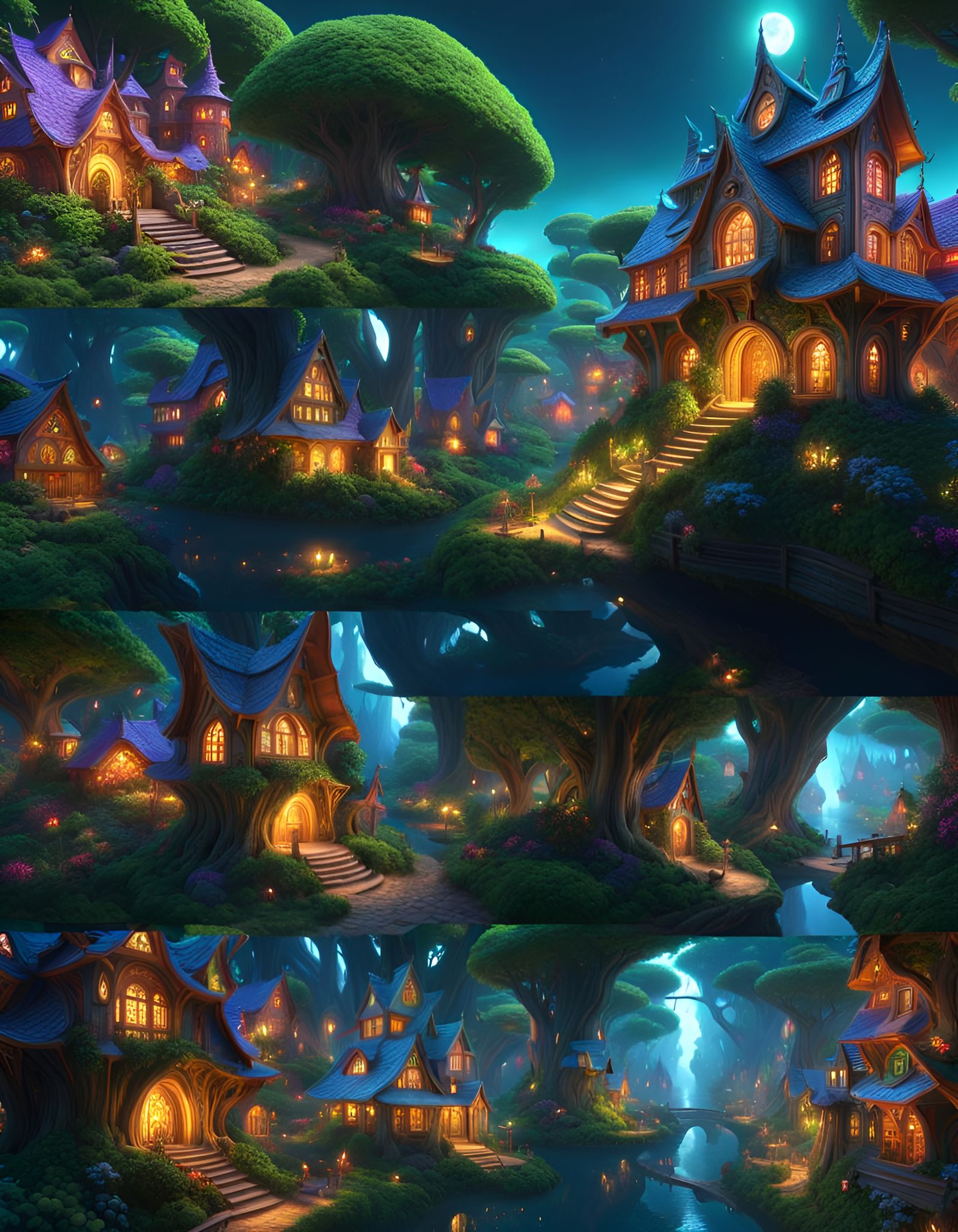 Enchanted Elven Village in Psychedelic Jungle