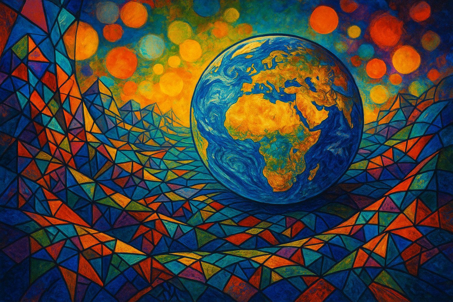 Vibrant Earth Art Landscape with Contrasting Colors