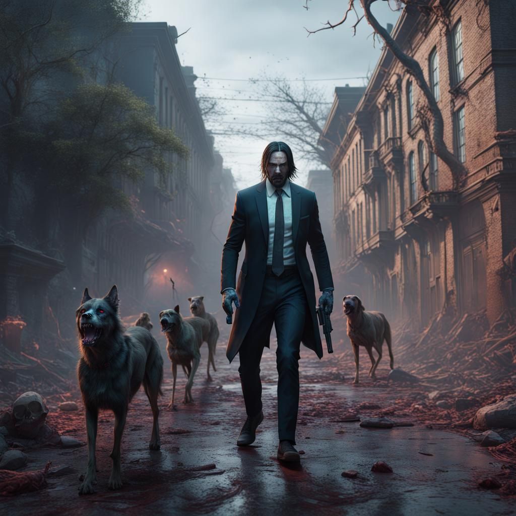Zombie John Wick in Detailed Matte Painting