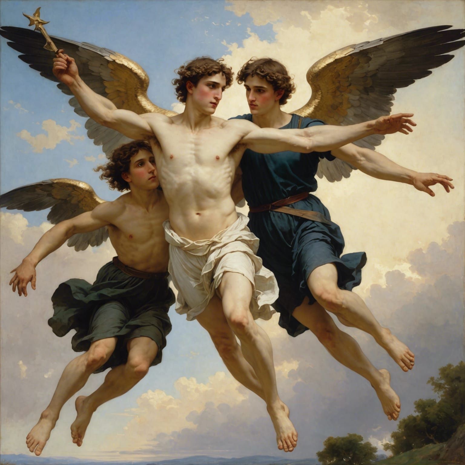 Angelic Flight: A Bouguereau-Inspired Masterpiece