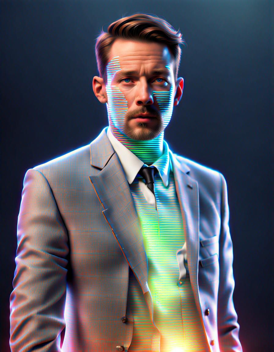 Holographic Character Portrait with Layered Effects