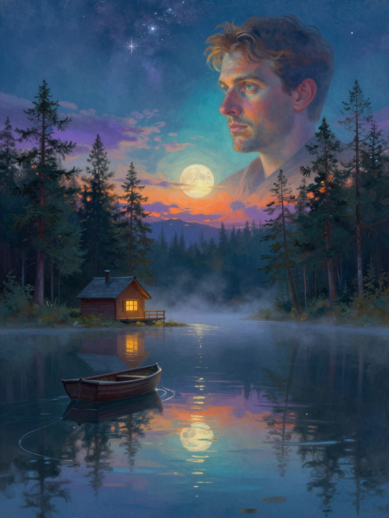 dreamy night landscape illustration
