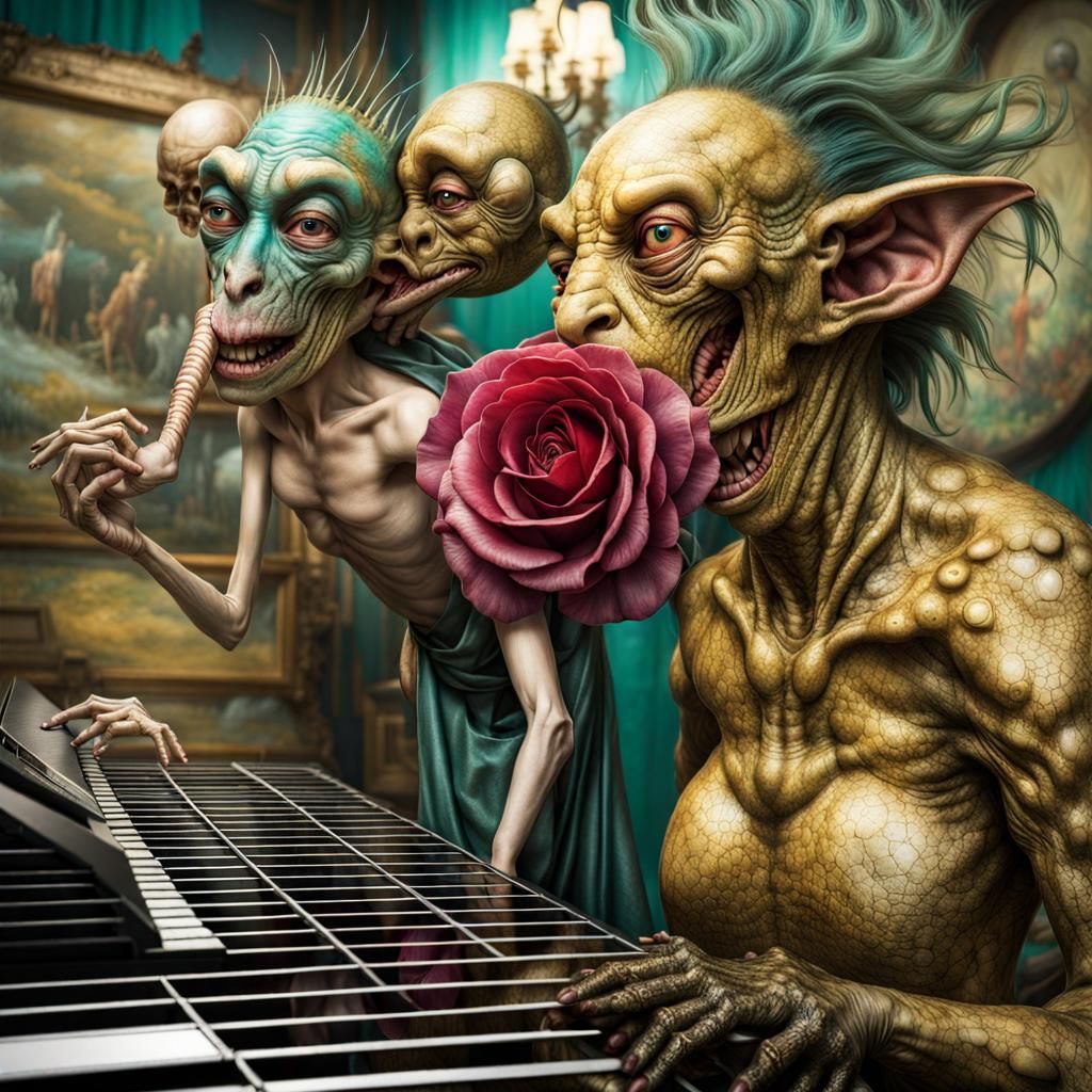 Extravagant Alien Characters in Bizarre Cosmic Dreamscape