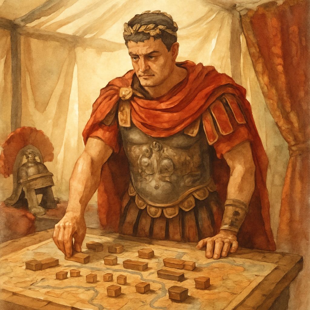 Scipio Africanus Planning Battle of Zama: Watercolor Illustr...