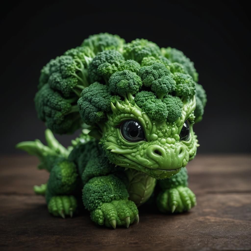 Dragon made of broccoli chibi