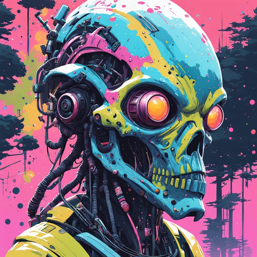 Sleek Silvery Alien in Vibrant Pink with Glittering Accents