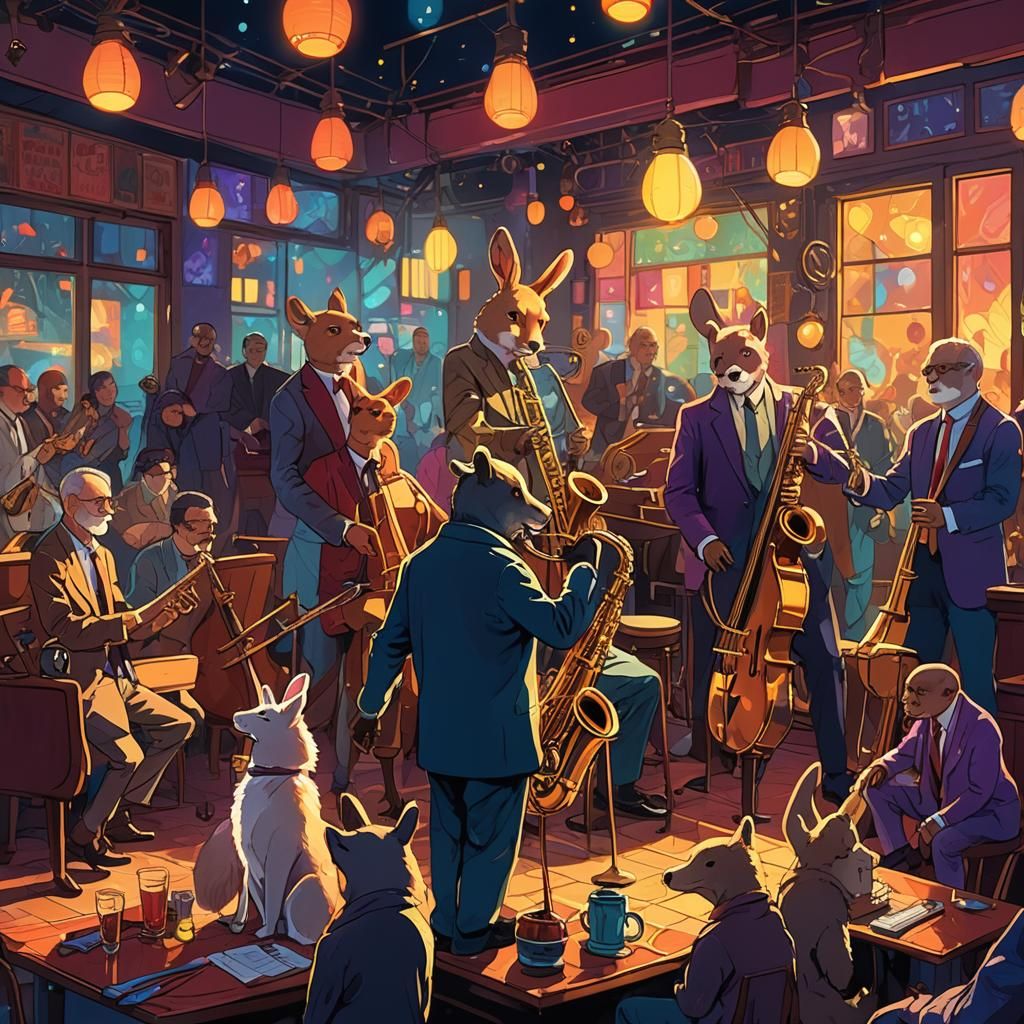 Anthropomorphic Animals Play Jazz: Digital Art