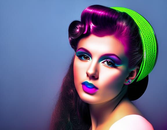 Hyperrealistic 1980s Portrait of Girl with Bubblegum