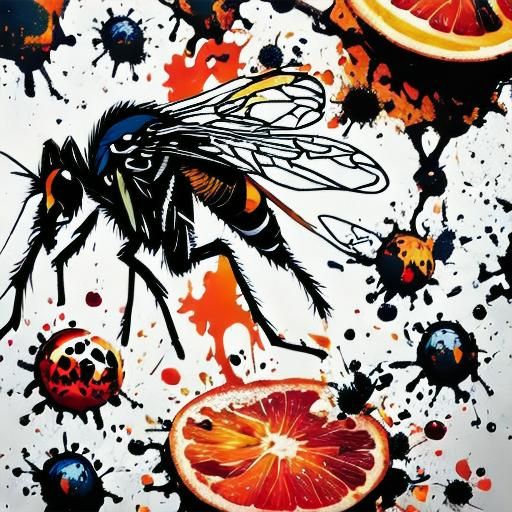 <lora:Buggy Buggy:1.0> Mosquito with blood orange