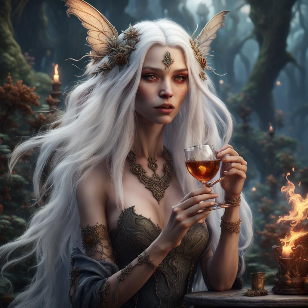 Fantasy Fairy Smoking: Detailed Digital Art