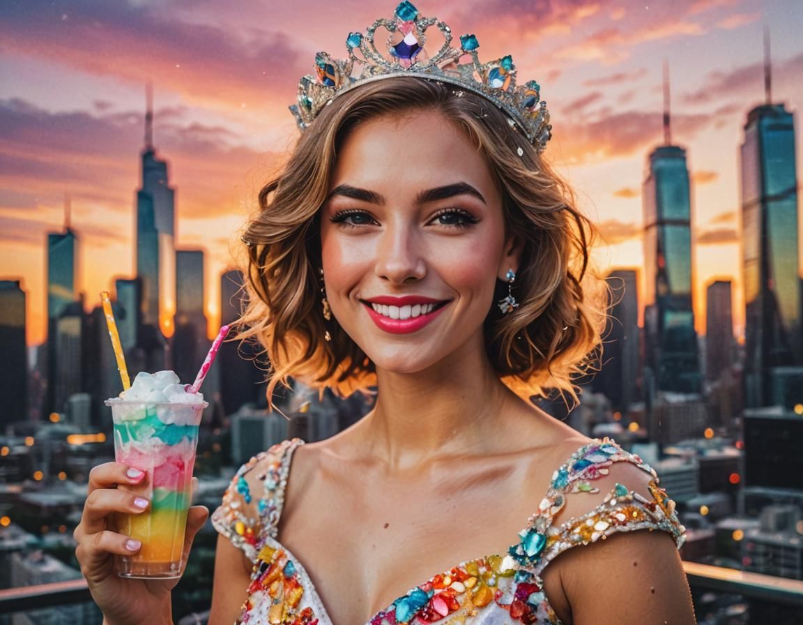 Bride with Slushie in Pop Art Style