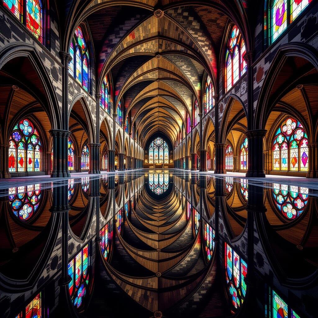 Escher-Inspired Gothic Cathedral Kaleidoscope