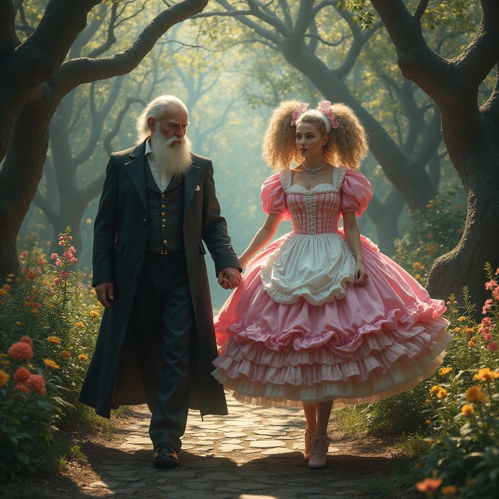 Regal Lord Showcases Flamboyant French Maid in Enchanted Par...