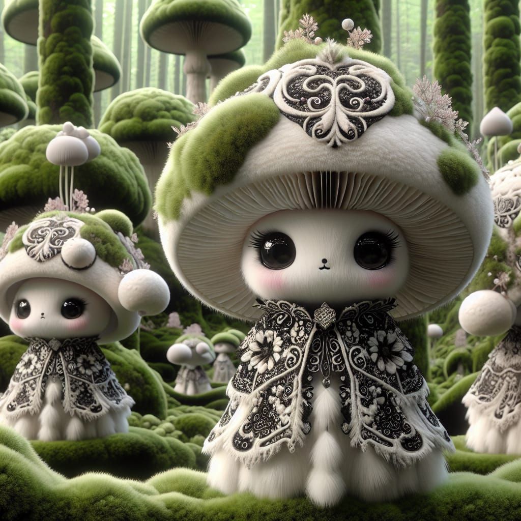 Popsurrealism otherworldly cute fantasy gently whispering ethereal, super cute adorable forest creatures  with enormous ...