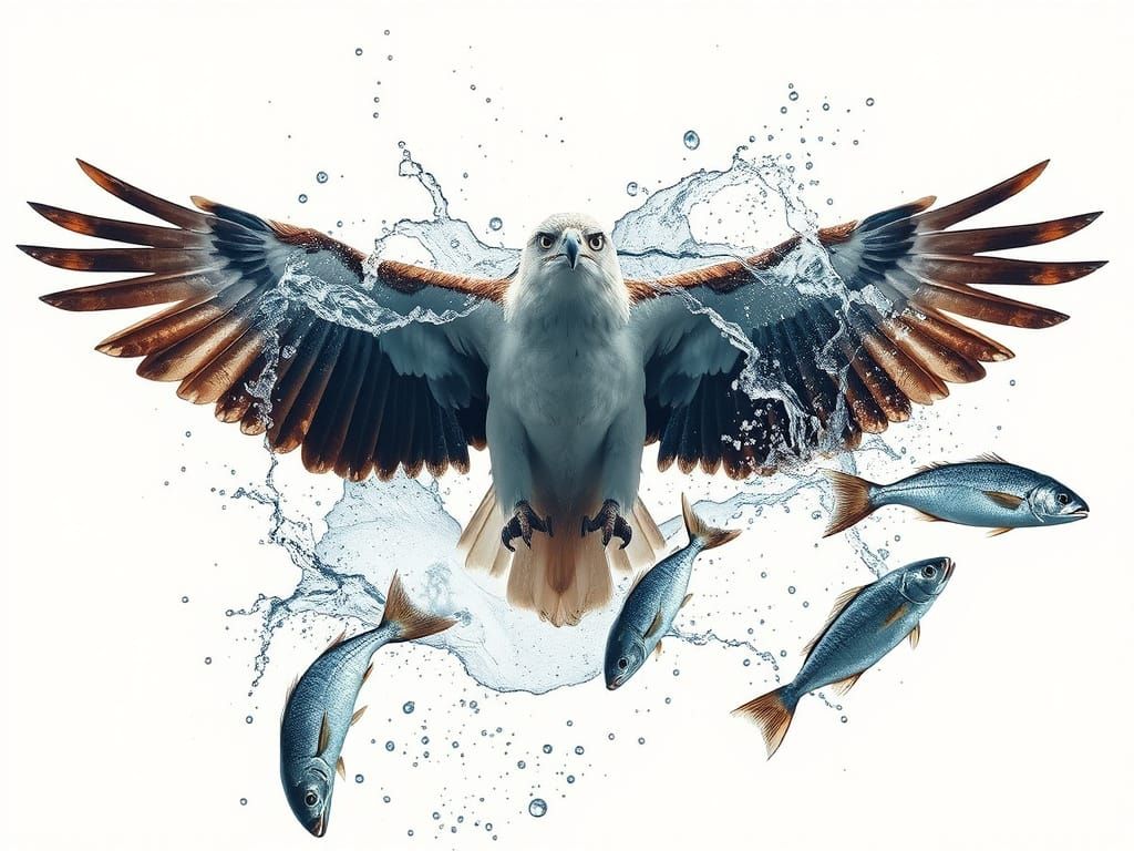 Sweeping Bird of Prey in Oceanic Double Exposure