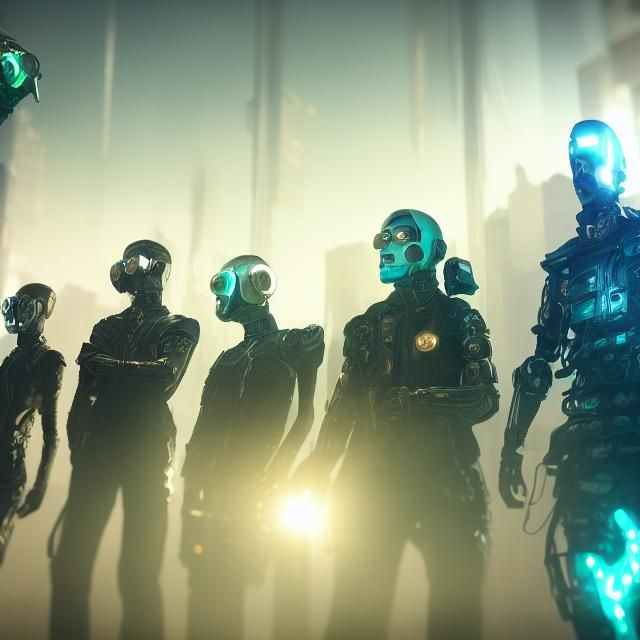 Cyborgs Dance at Mercury Lake in Cyberpunk Style