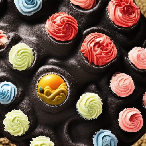 Volcanic Island Cupcake with Edible Dinosaurs