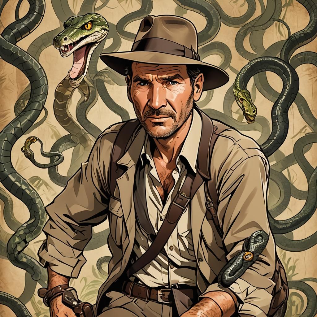 Indiana Jones as Cartoon Snake